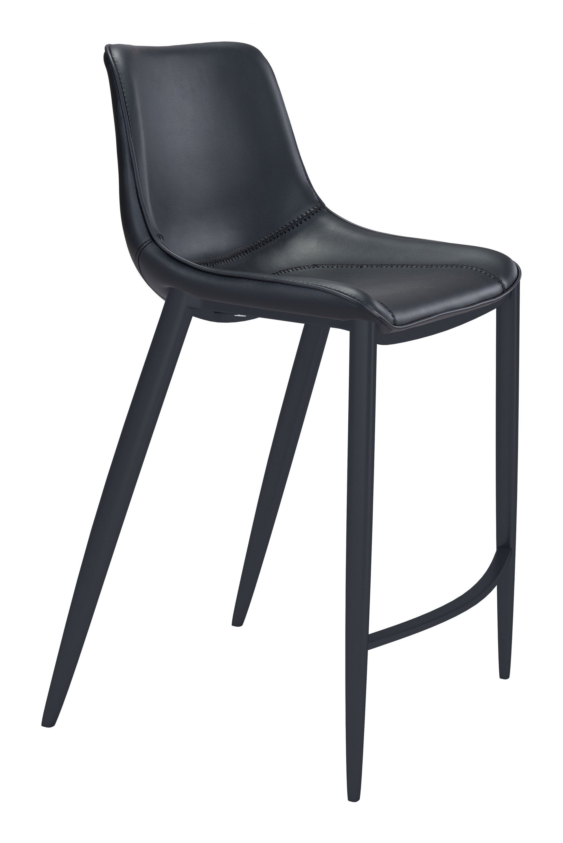 Set Of Two 43" Black Steel Low Back Bar Height Chairs With Footrest By Homeroots | Bar Stools | Modishstore