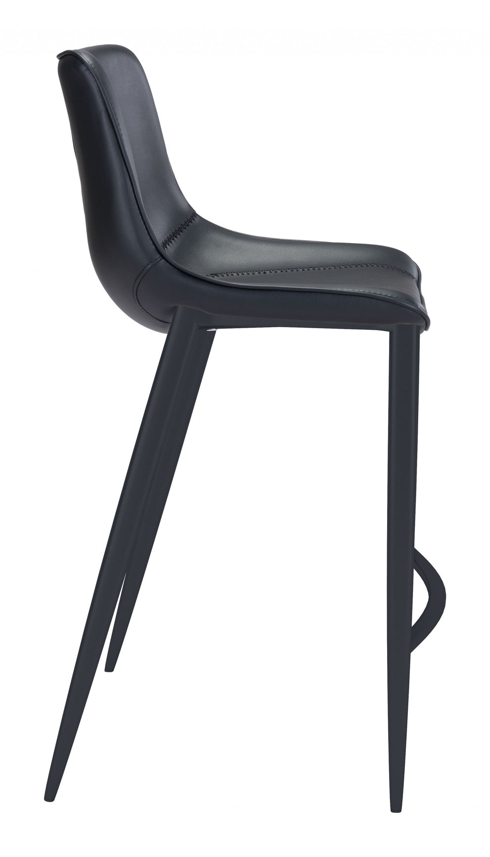 Set Of Two 43" Black Steel Low Back Bar Height Chairs With Footrest By Homeroots | Bar Stools | Modishstore - 2