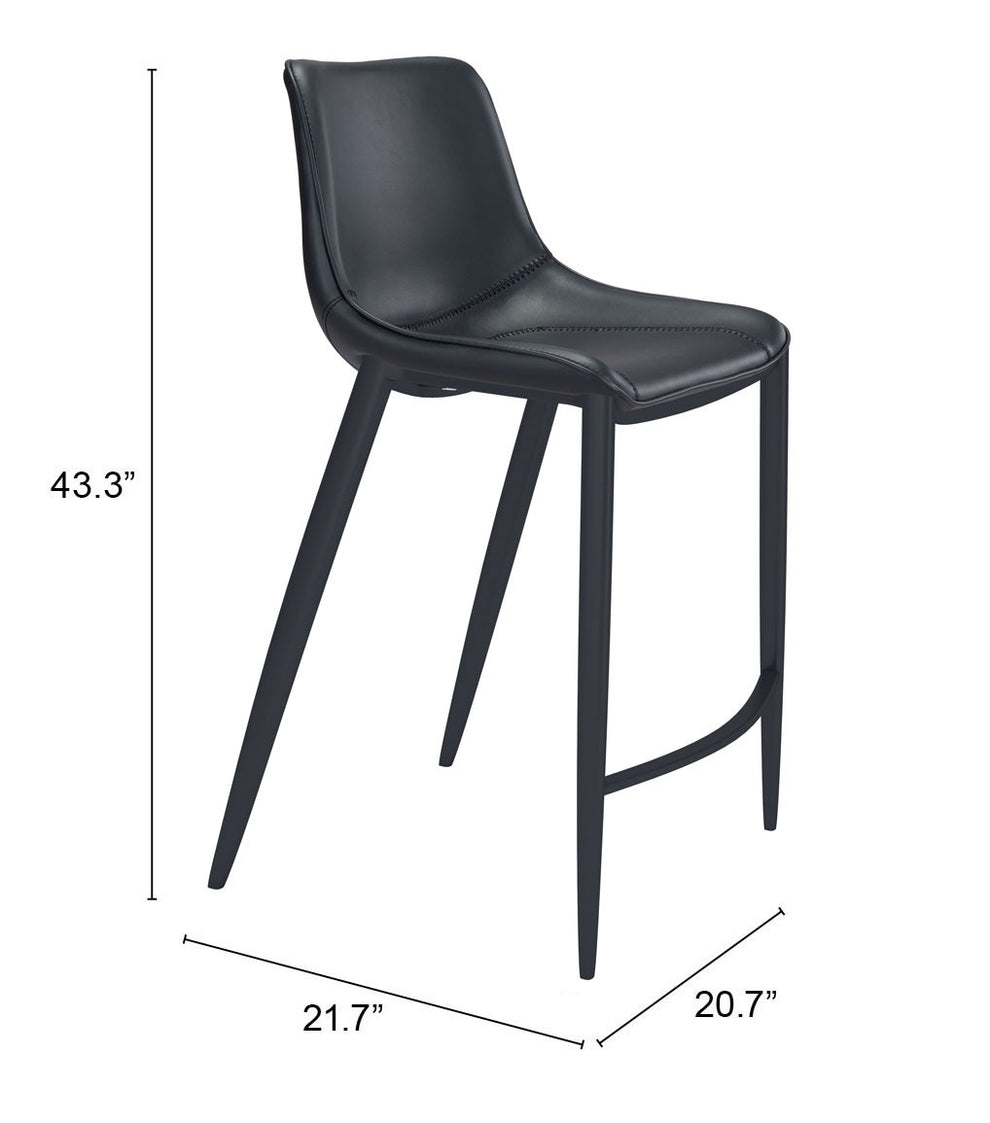 Set Of Two 43" Black Steel Low Back Bar Height Chairs With Footrest By Homeroots | Bar Stools | Modishstore - 8