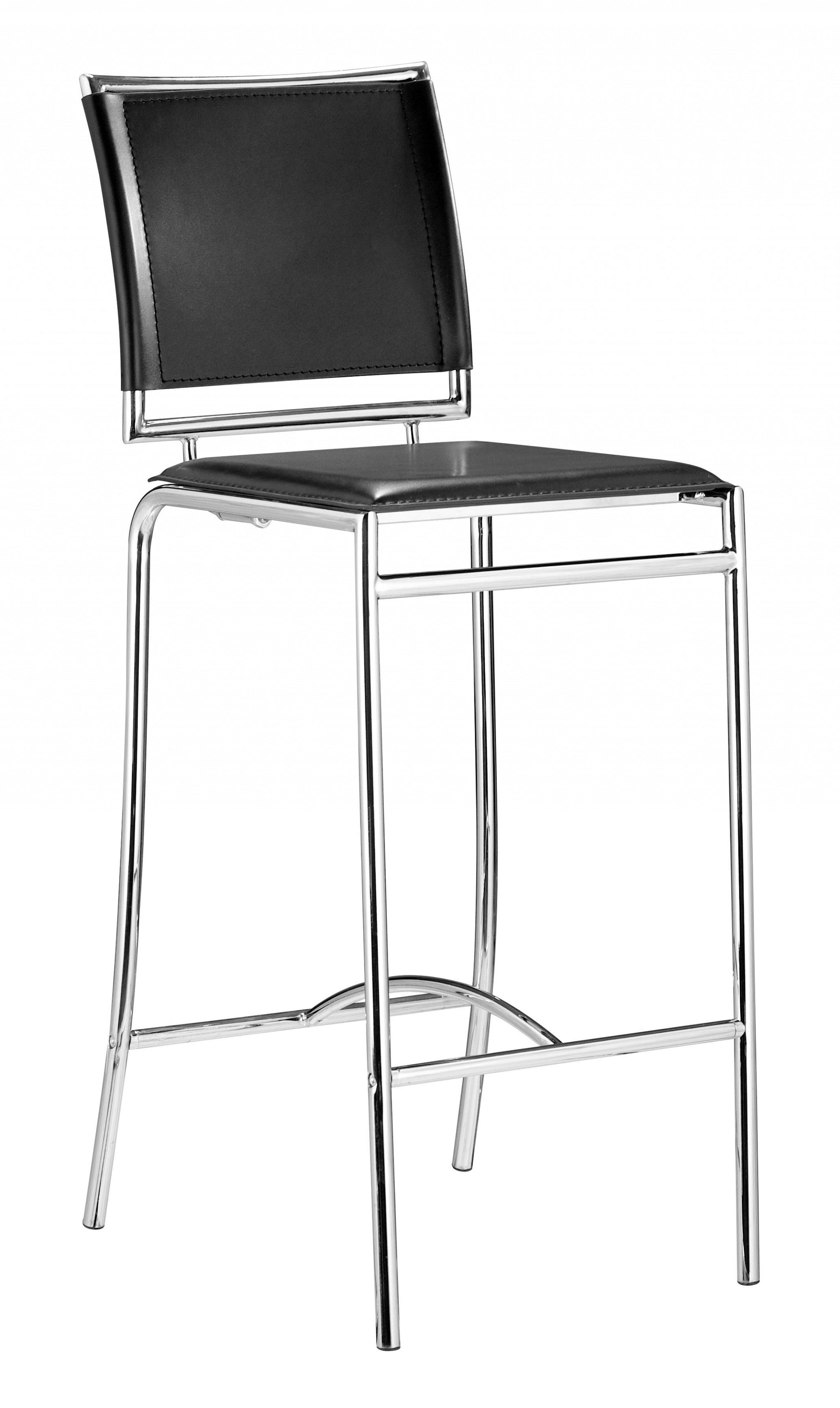 Set Of Two 38" Black Steel Low Back Chairs With Footrest By Homeroots | Bar Stools | Modishstore