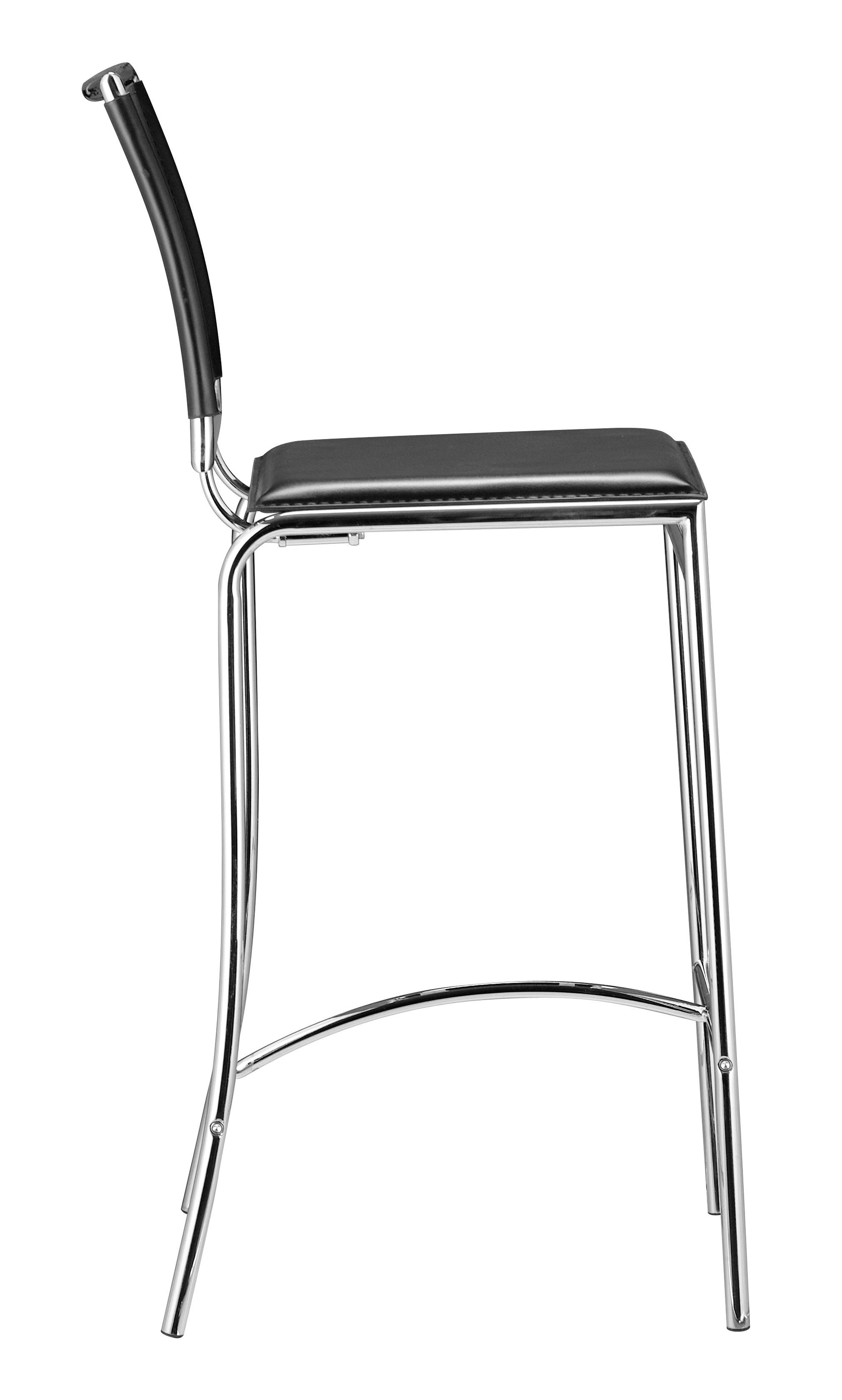 Set Of Two 38" Black Steel Low Back Chairs With Footrest By Homeroots | Bar Stools | Modishstore - 3