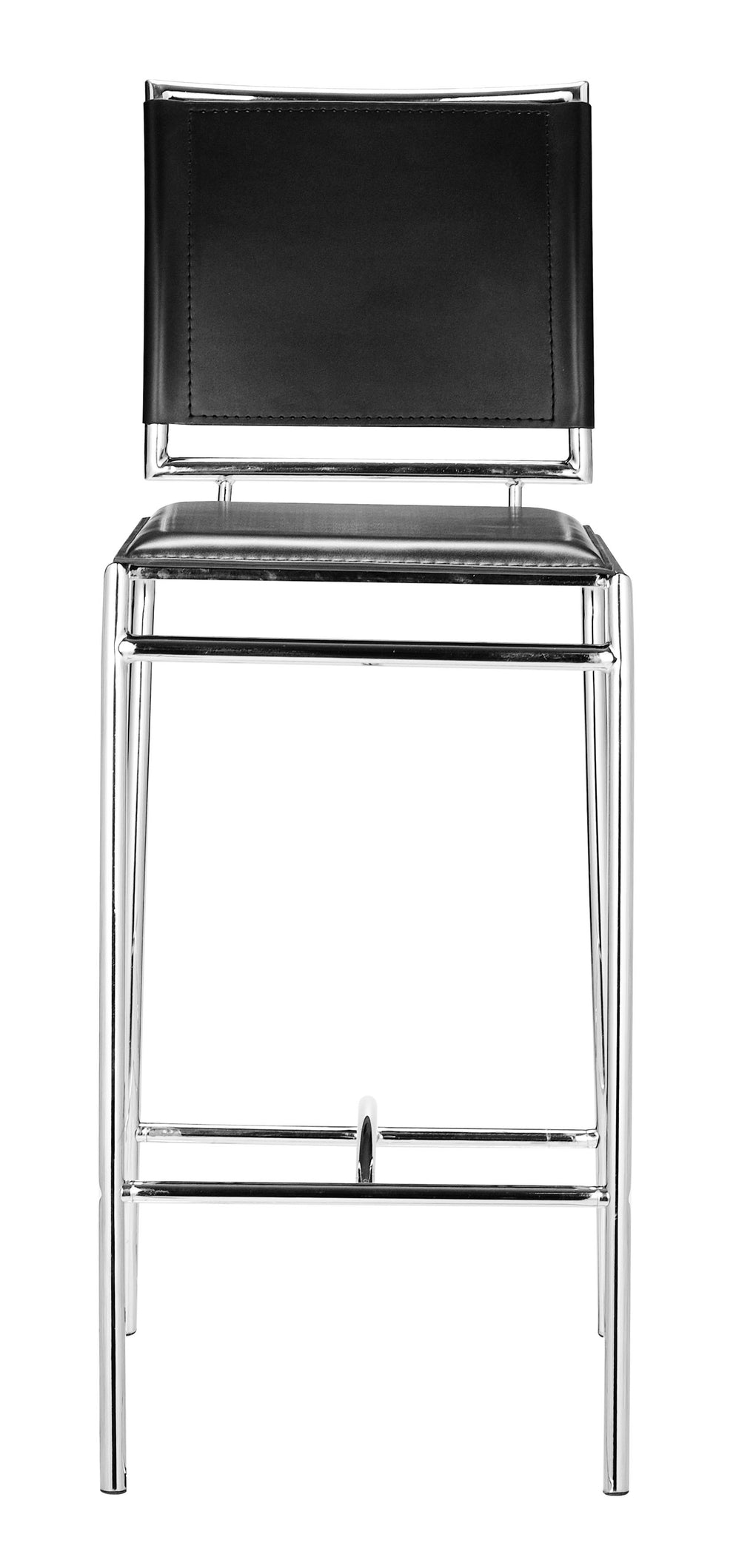 Set Of Two 38" Black Steel Low Back Chairs With Footrest By Homeroots | Bar Stools | Modishstore - 4