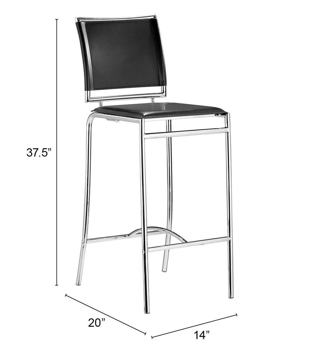 Set Of Two 38" Black Steel Low Back Chairs With Footrest By Homeroots | Bar Stools | Modishstore - 8