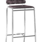 Set Of Two 41" Espresso And Silver Steel Low Back Bar Height Chairs With Footrest By Homeroots | Bar Stools | Modishstore
