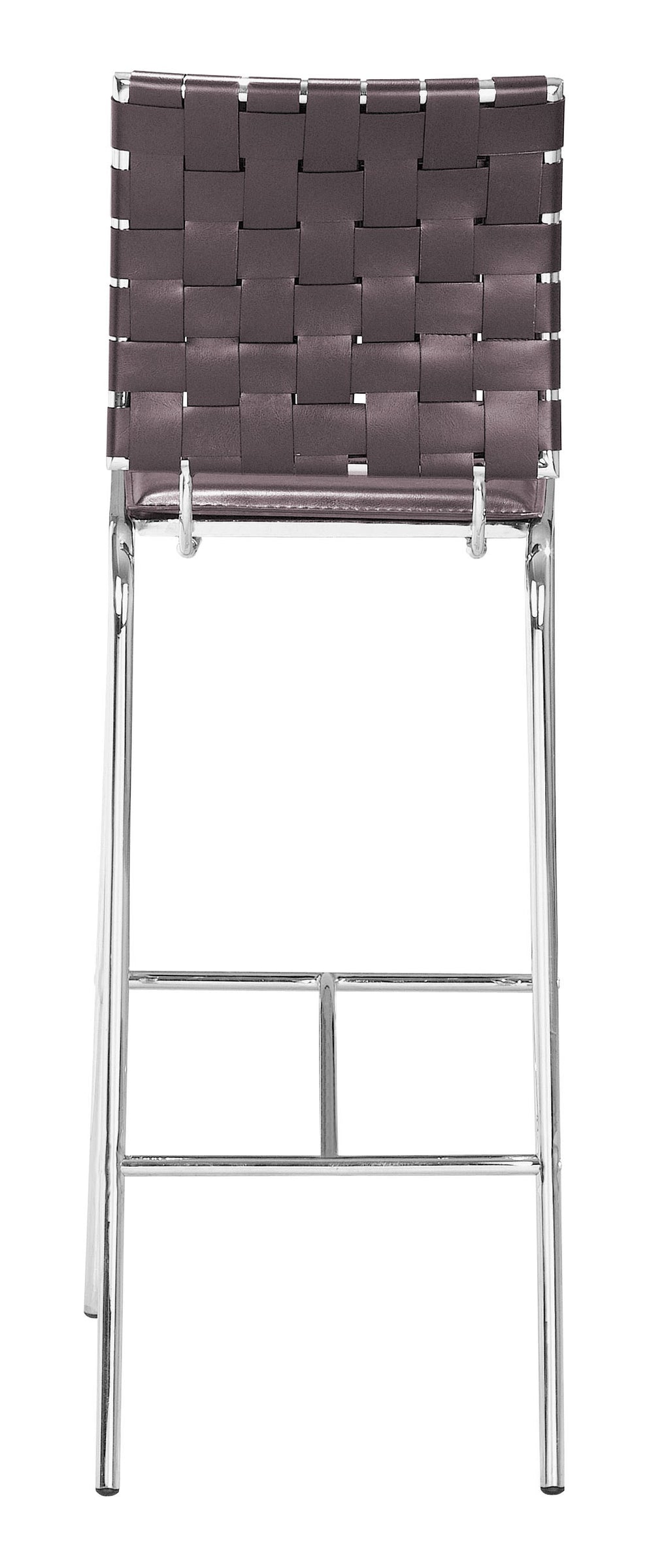 Set Of Two 41" Espresso And Silver Steel Low Back Bar Height Chairs With Footrest By Homeroots | Bar Stools | Modishstore - 4