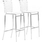 Set Of Two 41" White And Silver Steel Low Back Bar Height Chairs With Footrest By Homeroots | Bar Stools | Modishstore - 5