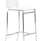 Set Of Two 41" White And Silver Steel Low Back Bar Height Chairs With Footrest By Homeroots | Bar Stools | Modishstore
