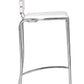 Set Of Two 41" White And Silver Steel Low Back Bar Height Chairs With Footrest By Homeroots | Bar Stools | Modishstore - 2