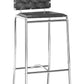 Set Of Two 41" Black And Silver Steel Low Back Bar Height Chairs With Footrest By Homeroots | Bar Stools | Modishstore