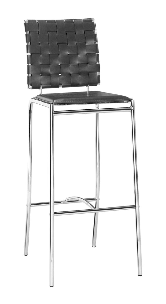 Set Of Two 41" Black And Silver Steel Low Back Bar Height Chairs With Footrest By Homeroots