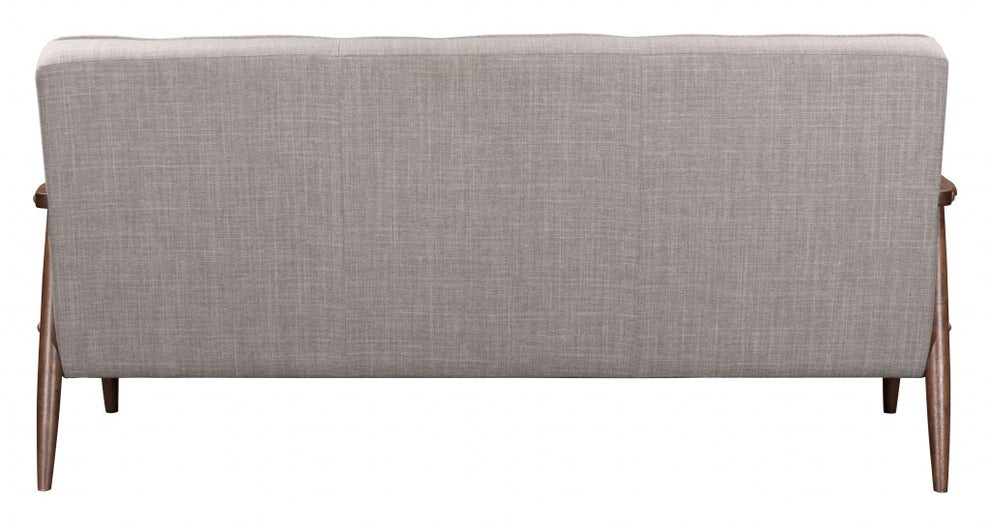 69" Taupe Beige Tufted Fabric And Brown Solid Wood Sofa By Homeroots | Sofas | Modishstore - 5