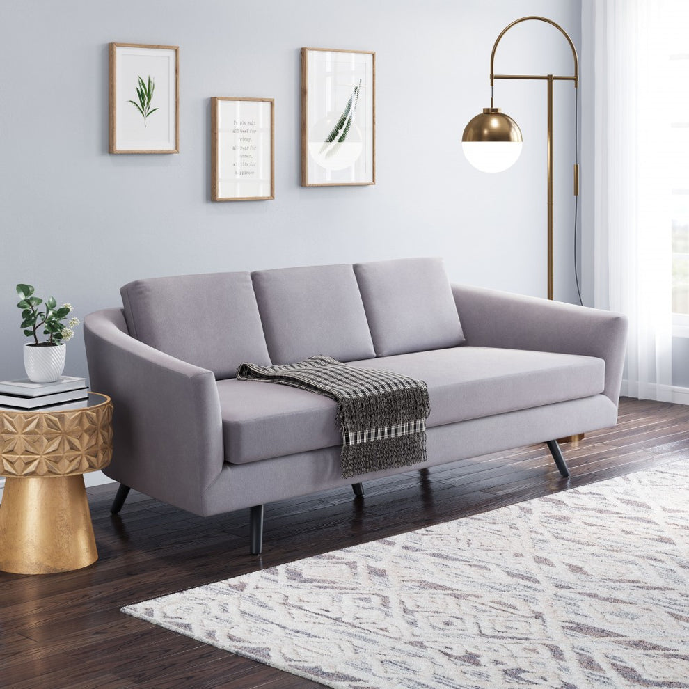 79" Gray Velvet And Black Curved Back Sofa By Homeroots | Sofas | Modishstore - 7