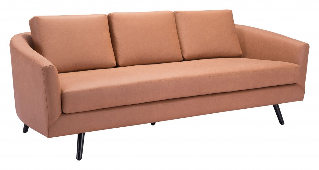 79" Brown Simplicity Faux Leather And Black Sofa By Homeroots | Sofas | Modishstore