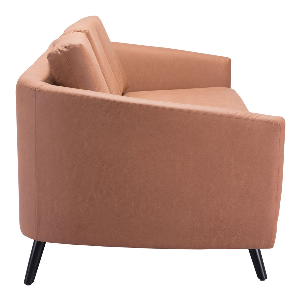79" Brown Simplicity Faux Leather And Black Sofa By Homeroots | Sofas | Modishstore - 3
