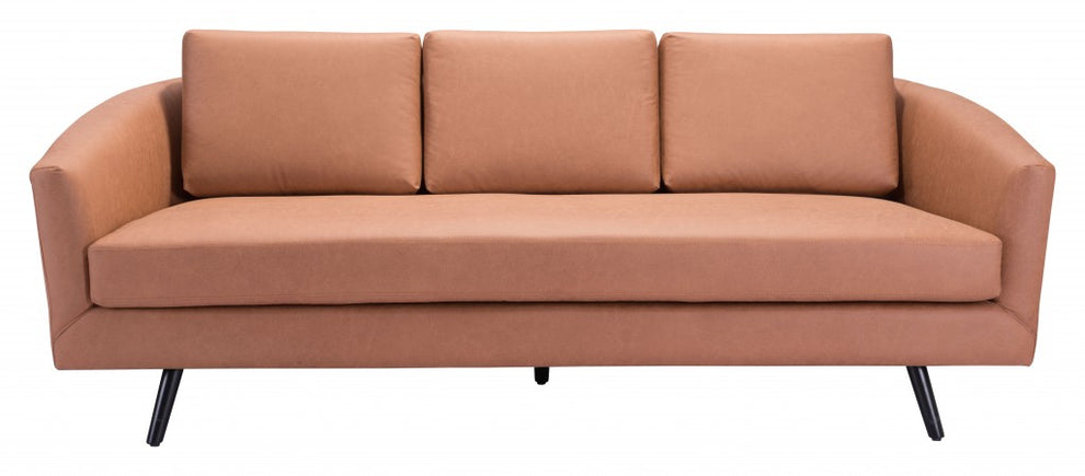 79" Brown Simplicity Faux Leather And Black Sofa By Homeroots | Sofas | Modishstore - 4