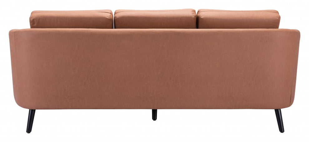 79" Brown Simplicity Faux Leather And Black Sofa By Homeroots | Sofas | Modishstore - 5