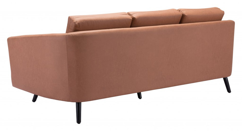 79" Brown Simplicity Faux Leather And Black Sofa By Homeroots | Sofas | Modishstore - 6