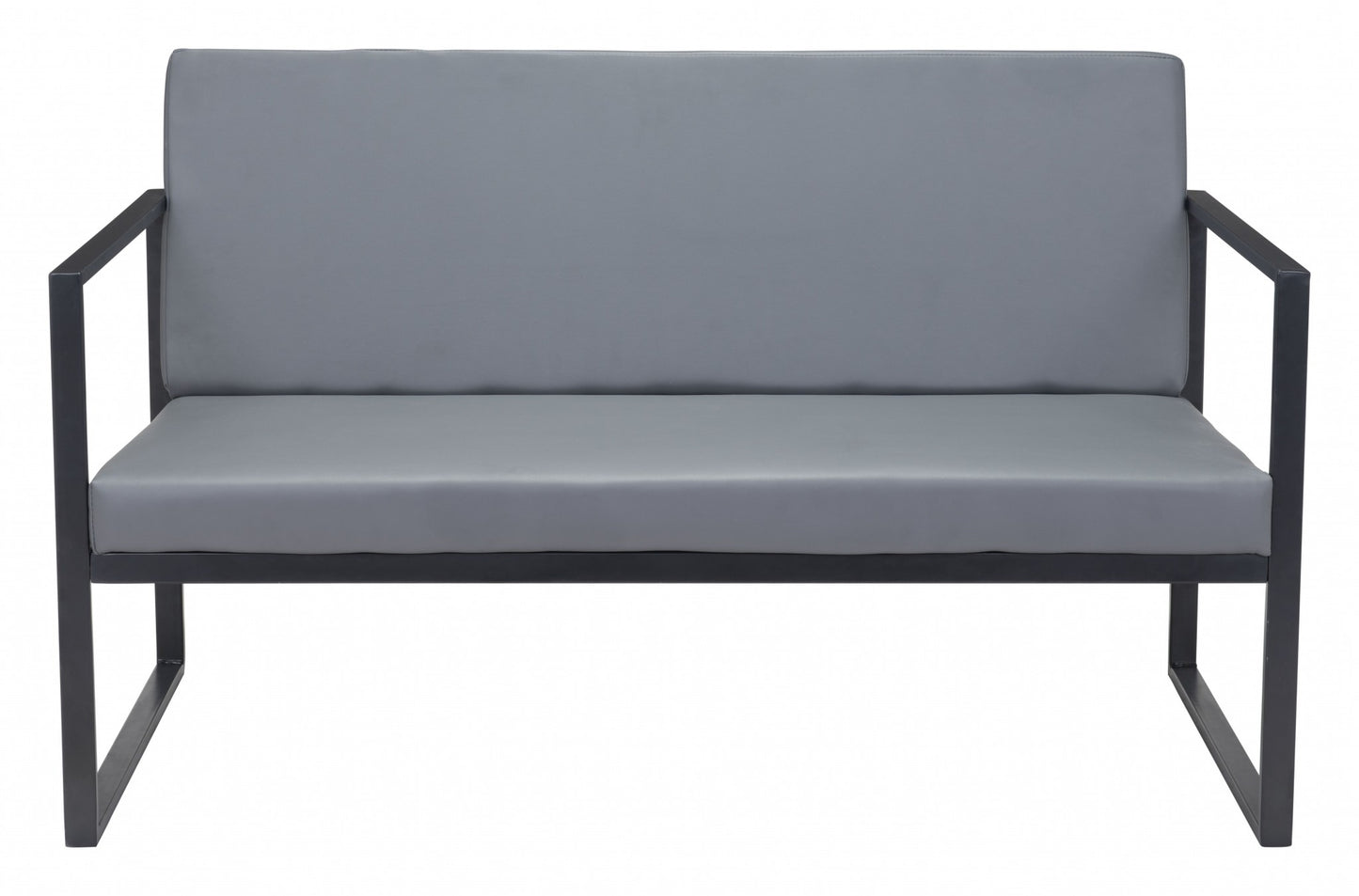 45" Gray Faux Leather And Black Metal Contemporary Sofa By Homeroots | Sofas | Modishstore - 4