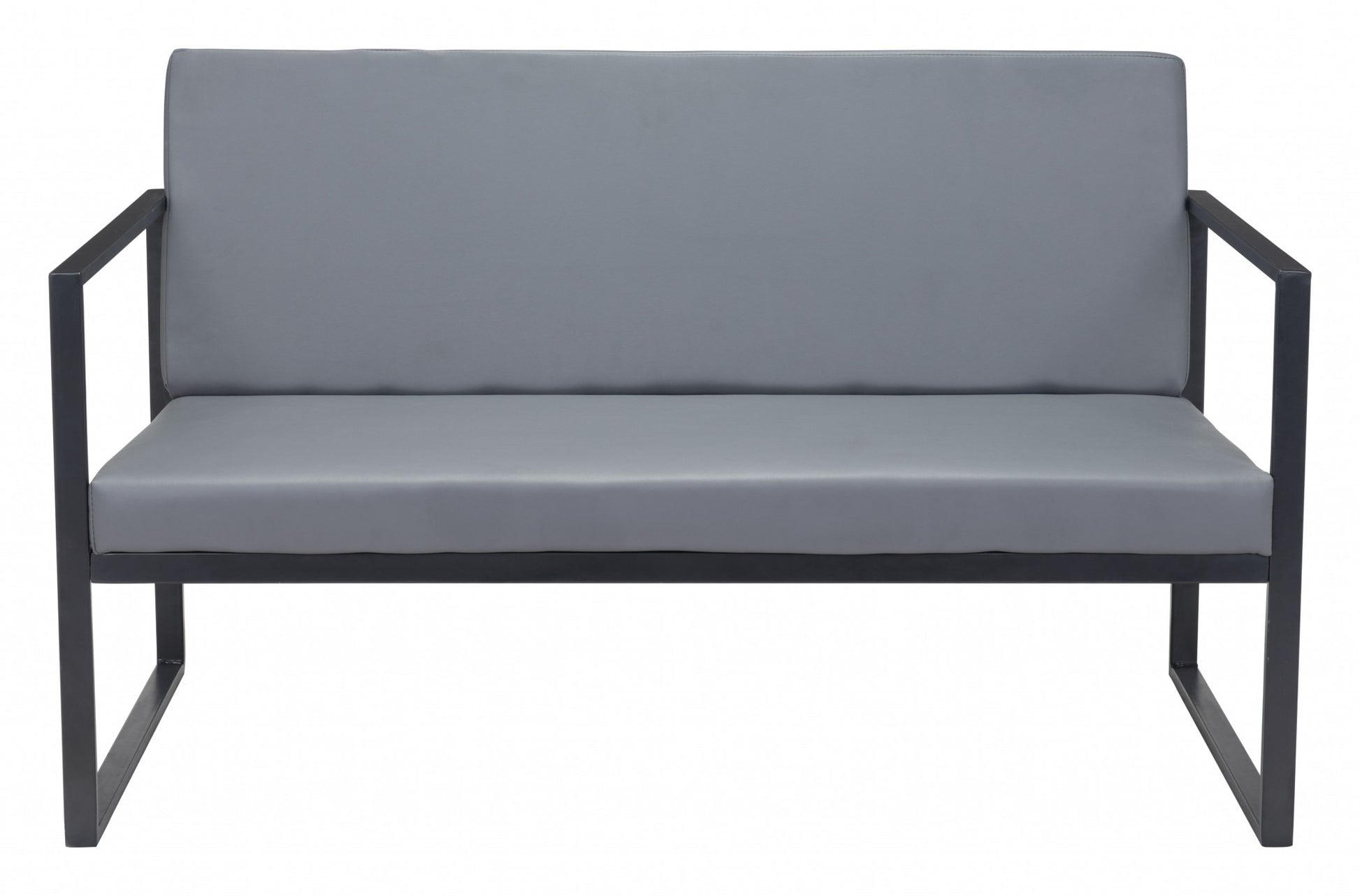 45" Gray Faux Leather And Black Metal Contemporary Sofa By Homeroots | Sofas | Modishstore - 4