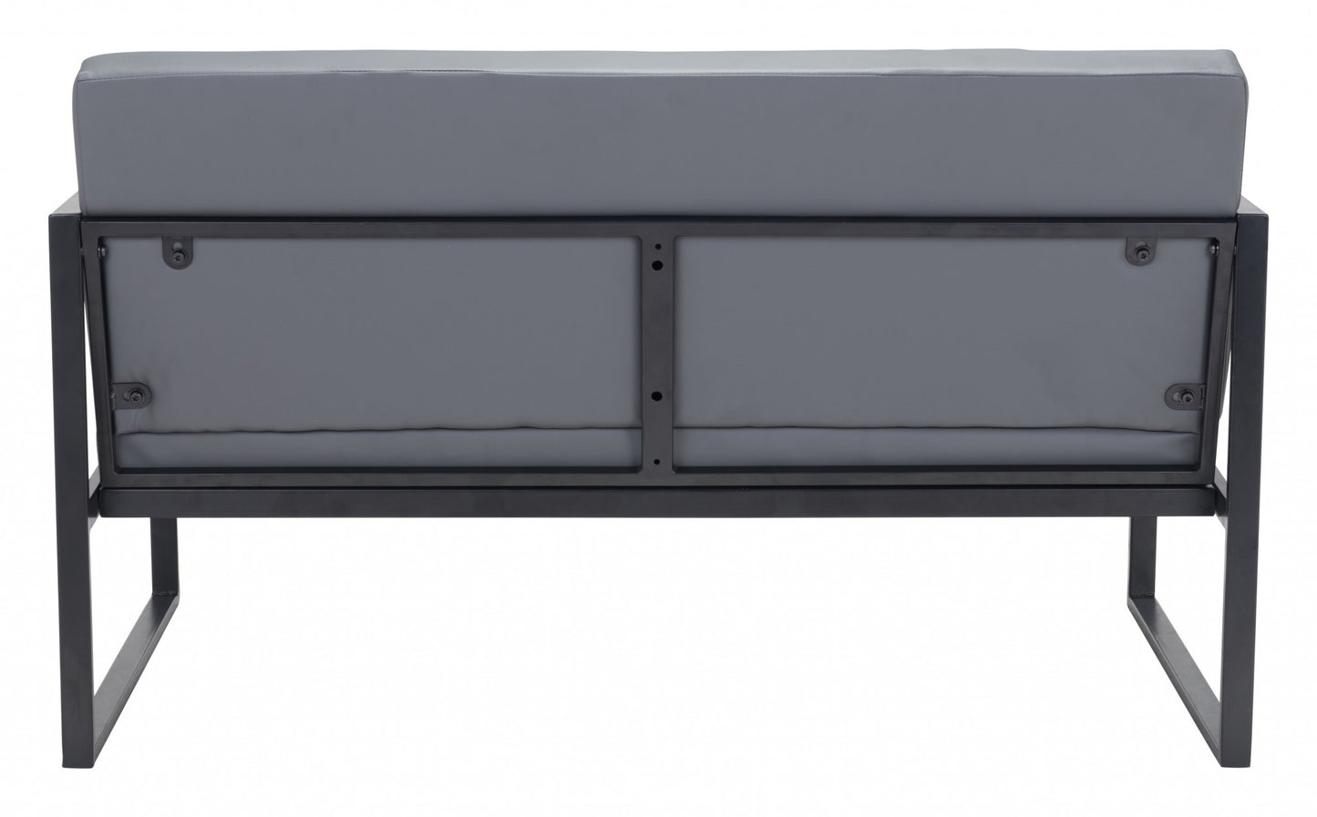 45" Gray Faux Leather And Black Metal Contemporary Sofa By Homeroots | Sofas | Modishstore - 5