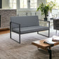 45" Gray Faux Leather And Black Metal Contemporary Sofa By Homeroots | Sofas | Modishstore - 2