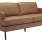 72" Camel Brown Faux Leather And Black Metal Sofa By Homeroots | Sofas | Modishstore