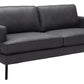 72" Soft Gray Faux Leather And Black Metal Sofa By Homeroots