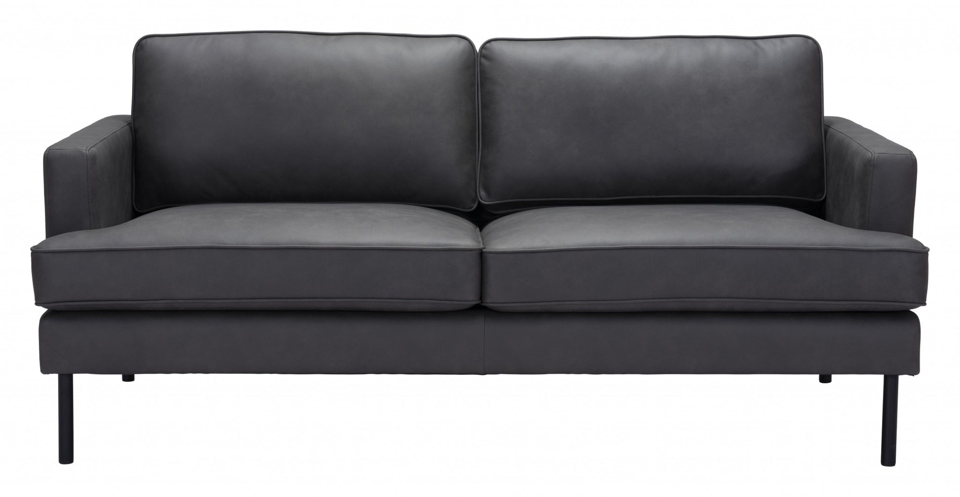 72" Soft Gray Faux Leather And Black Metal Sofa By Homeroots | Sofas | Modishstore - 4