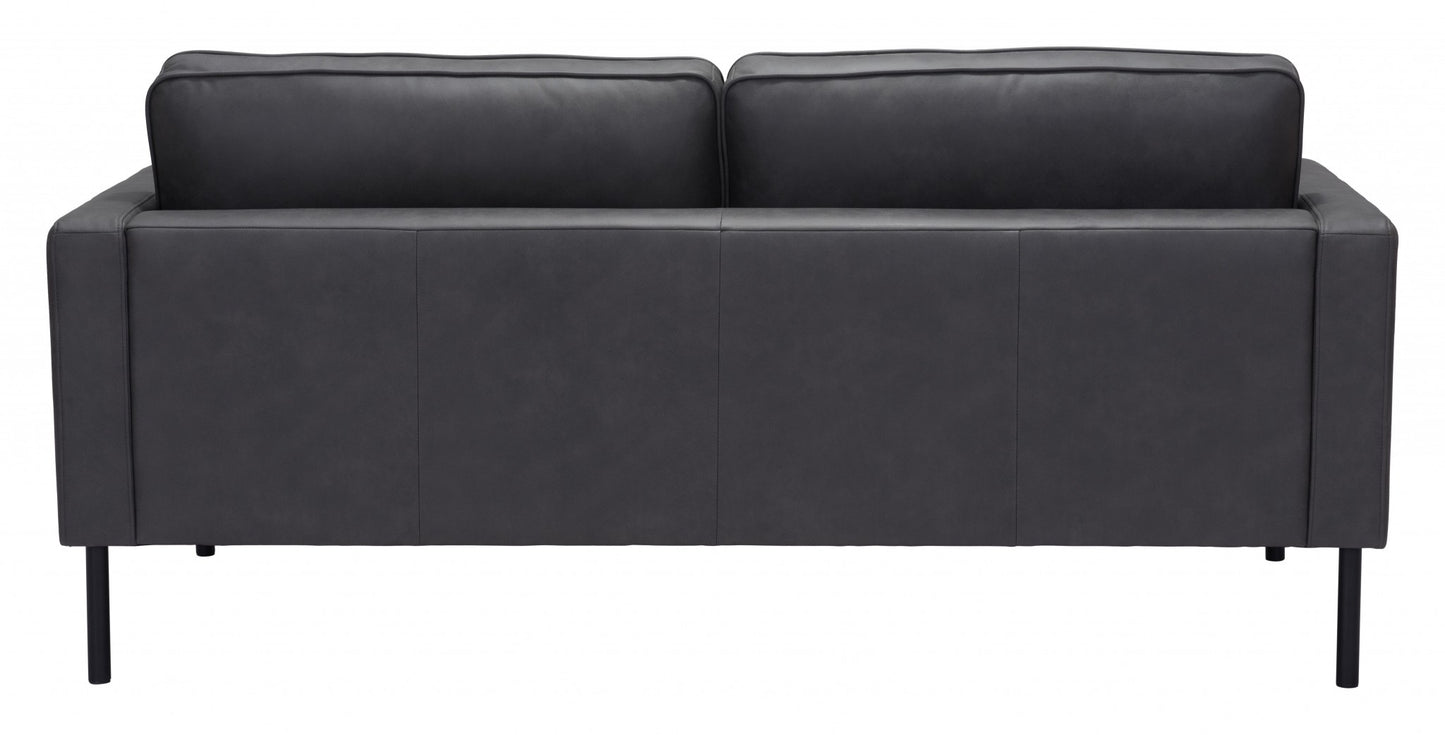 72" Soft Gray Faux Leather And Black Metal Sofa By Homeroots | Sofas | Modishstore - 5