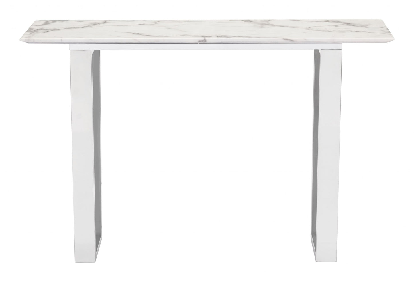 Designer's Choice White Faux Marble and Steel Console Table By Homeroots