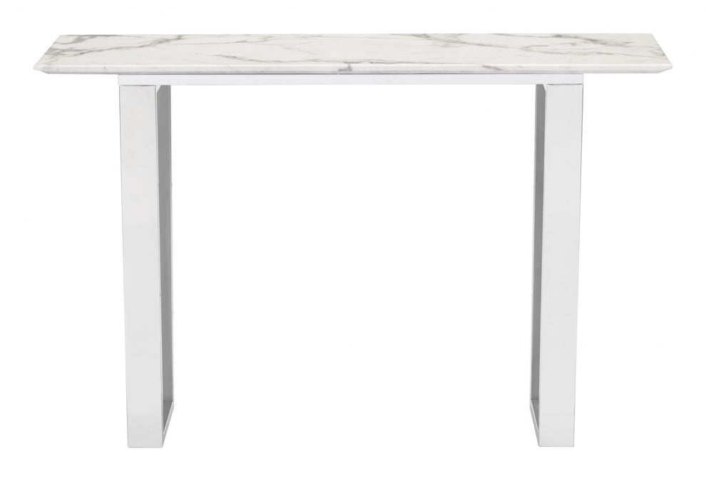 Designer's Choice White Faux Marble and Steel Console Table By Homeroots | Console Tables | Modishstore - 3