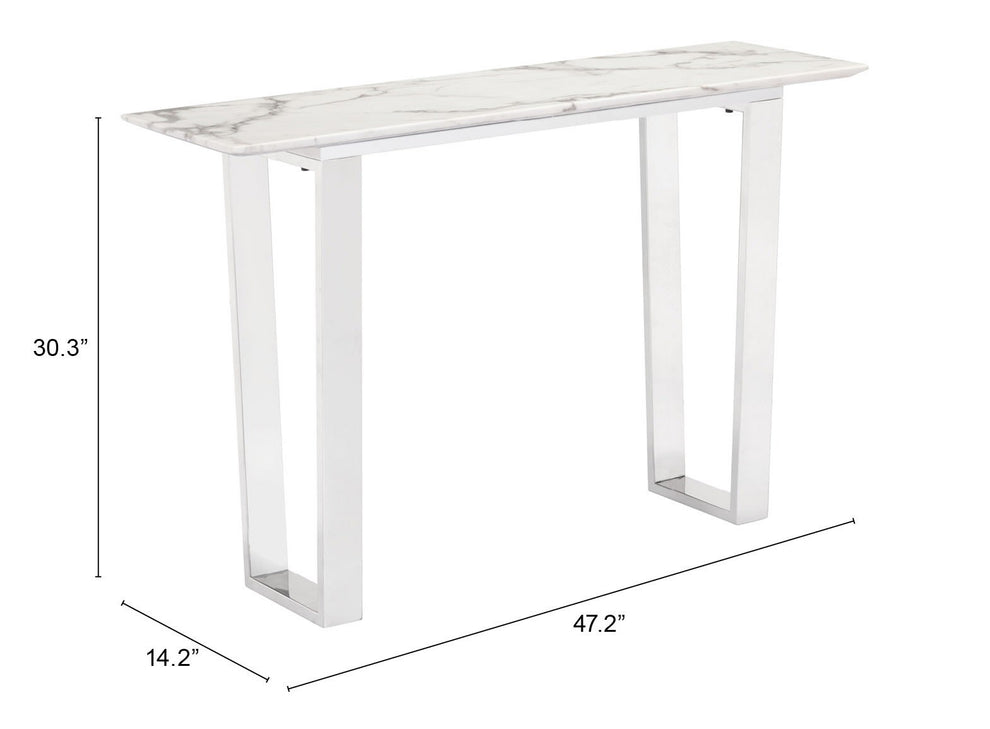 Designer's Choice White Faux Marble and Steel Console Table By Homeroots | Console Tables | Modishstore - 5