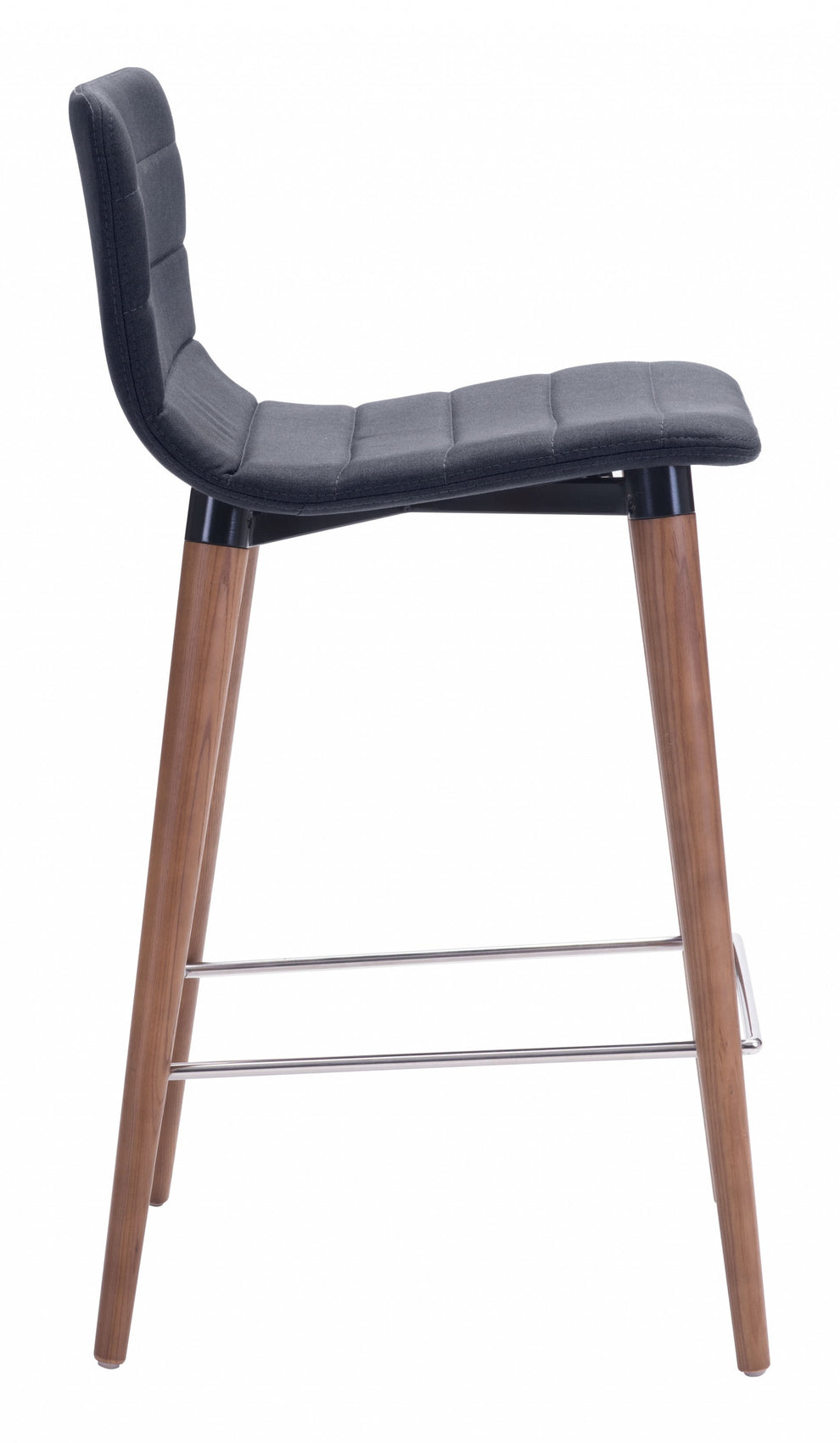 Set Of Two 34" Gray And Brown Solid Wood Low Back Counter Height Bar Chairs With Footrest By Homeroots | Bar Stools | Modishstore - 2