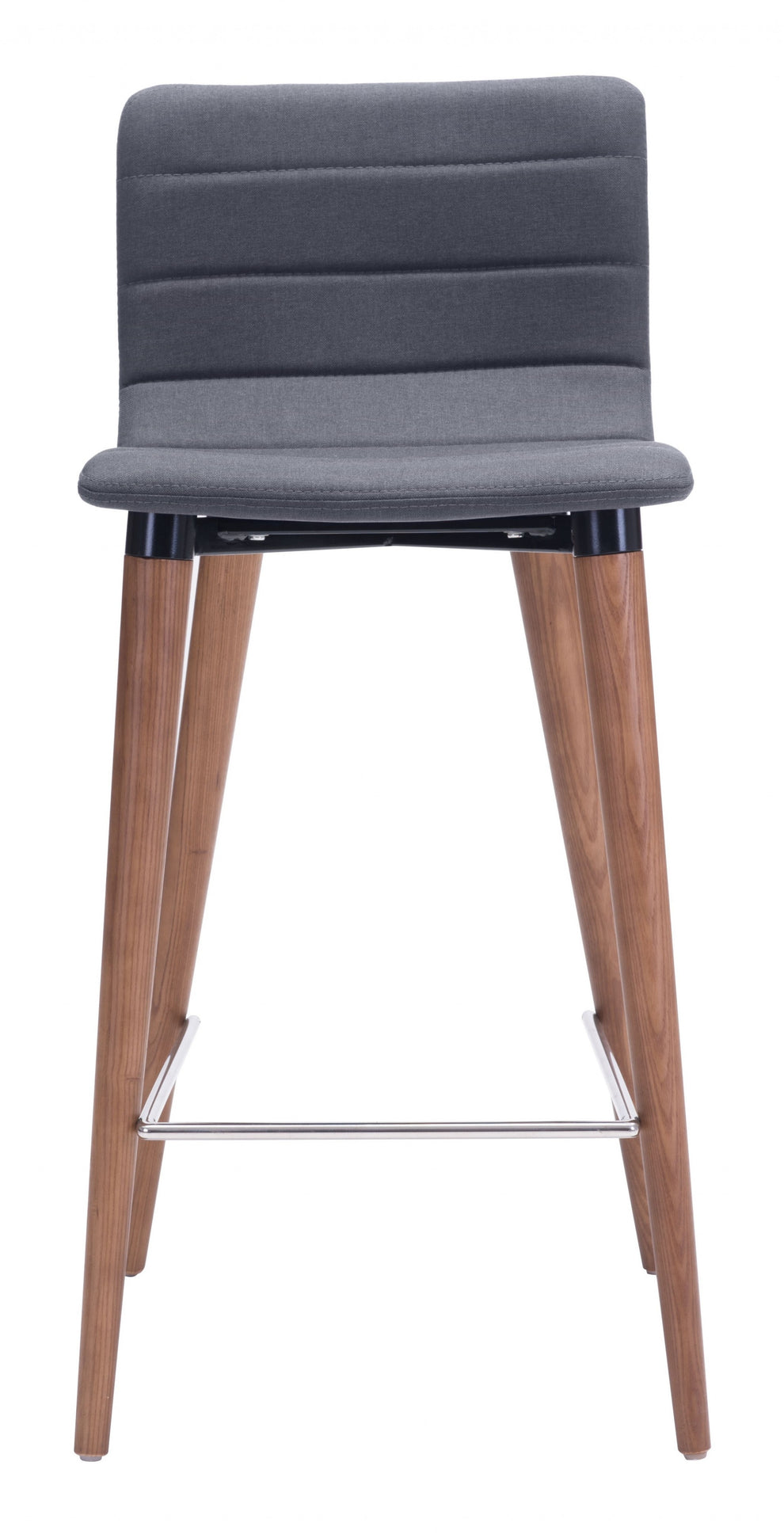 Set Of Two 34" Gray And Brown Solid Wood Low Back Counter Height Bar Chairs With Footrest By Homeroots | Bar Stools | Modishstore - 3