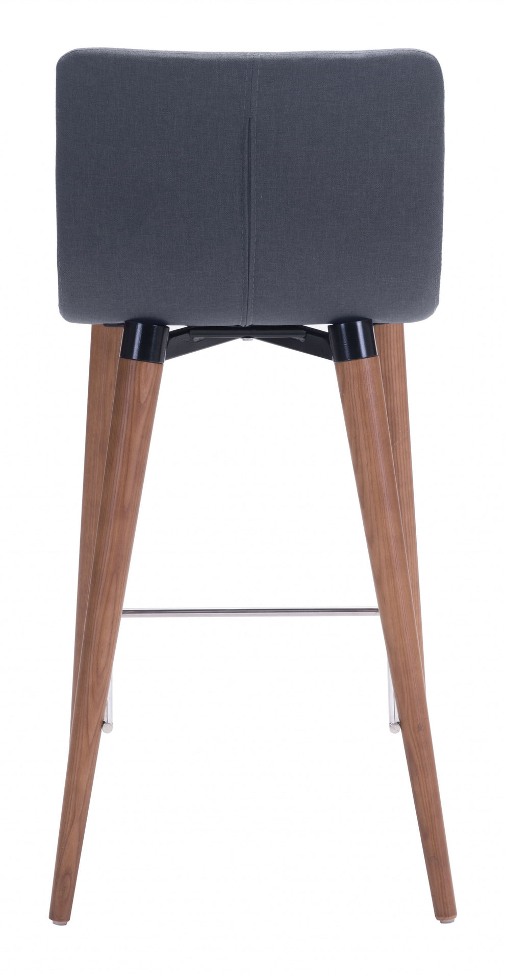 Set Of Two 34" Gray And Brown Solid Wood Low Back Counter Height Bar Chairs With Footrest By Homeroots | Bar Stools | Modishstore - 4