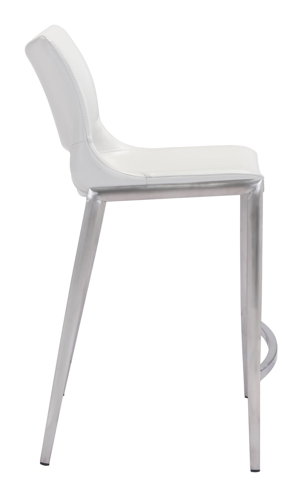 Set Of Two 37" White And Silver Steel Low Back Counter Height Bar Chairs With Footrest By Homeroots | Bar Stools | Modishstore - 2