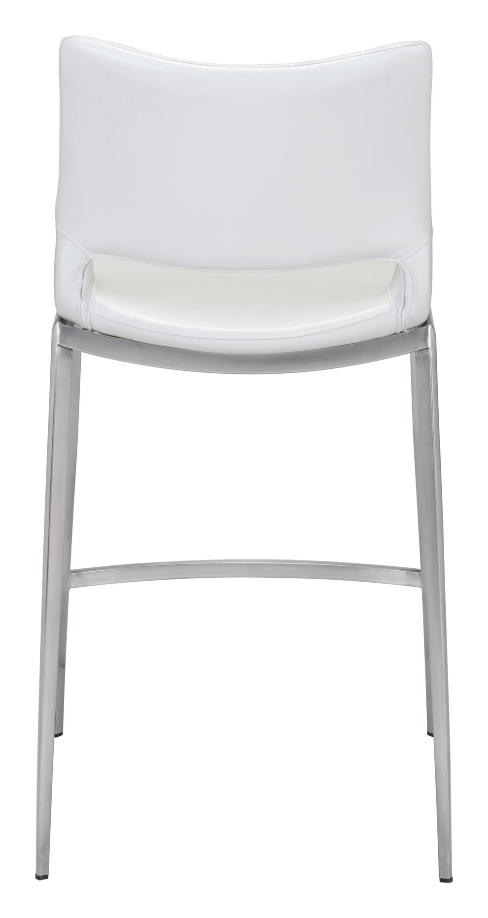 Set Of Two 37" White And Silver Steel Low Back Counter Height Bar Chairs With Footrest By Homeroots | Bar Stools | Modishstore - 4