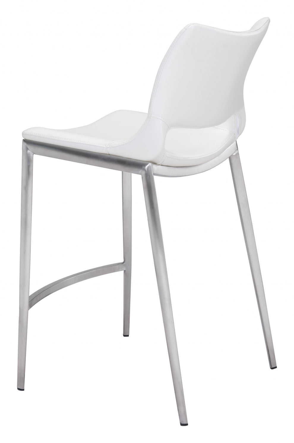Set Of Two 37" White And Silver Steel Low Back Counter Height Bar Chairs With Footrest By Homeroots | Bar Stools | Modishstore - 7
