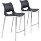 Set Of Two 37" Black And Silver Steel Low Back Counter Height Bar Chairs With Footrest By Homeroots