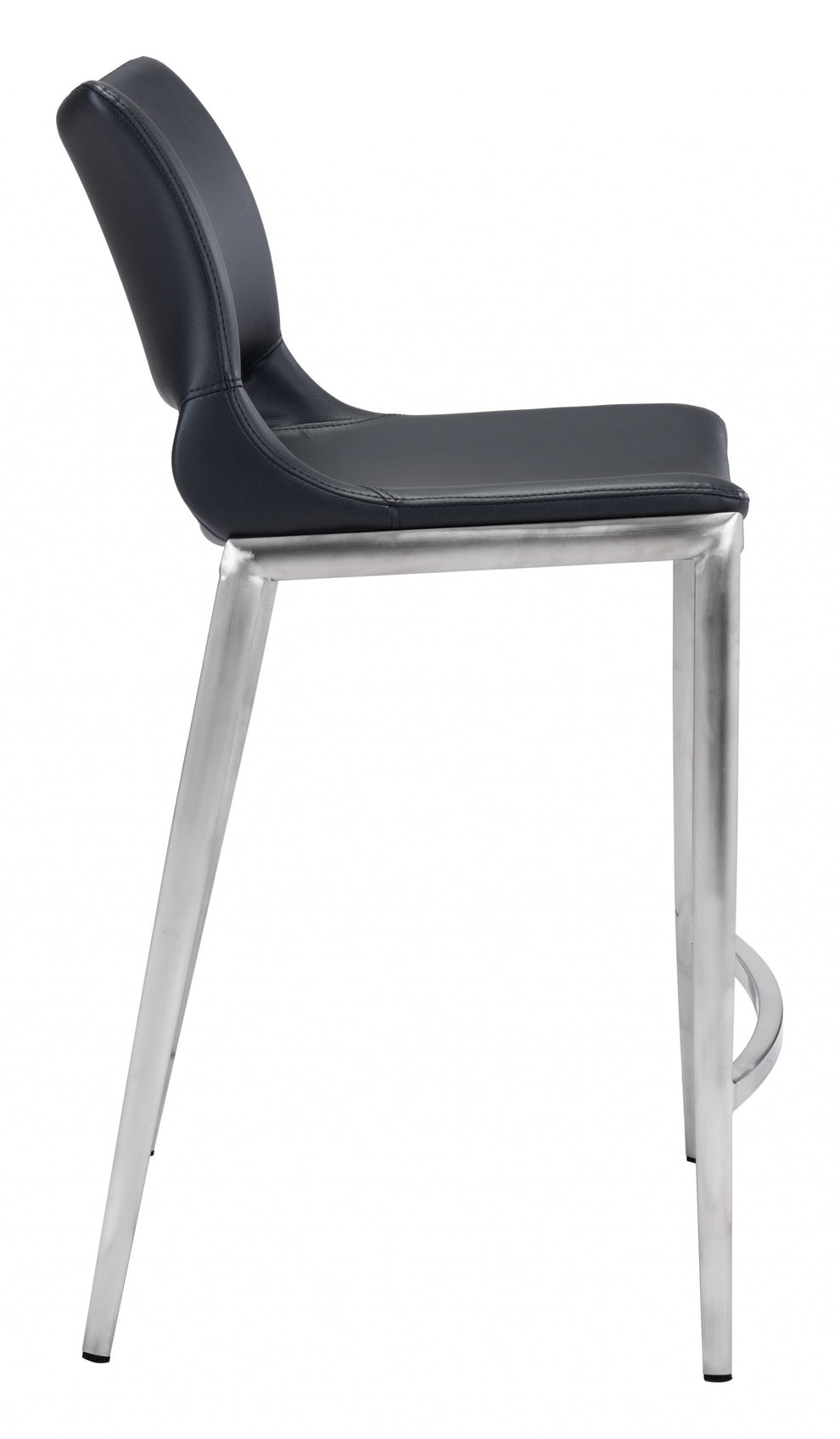 Set Of Two 37" Black And Silver Steel Low Back Counter Height Bar Chairs With Footrest By Homeroots | Bar Stools | Modishstore - 2