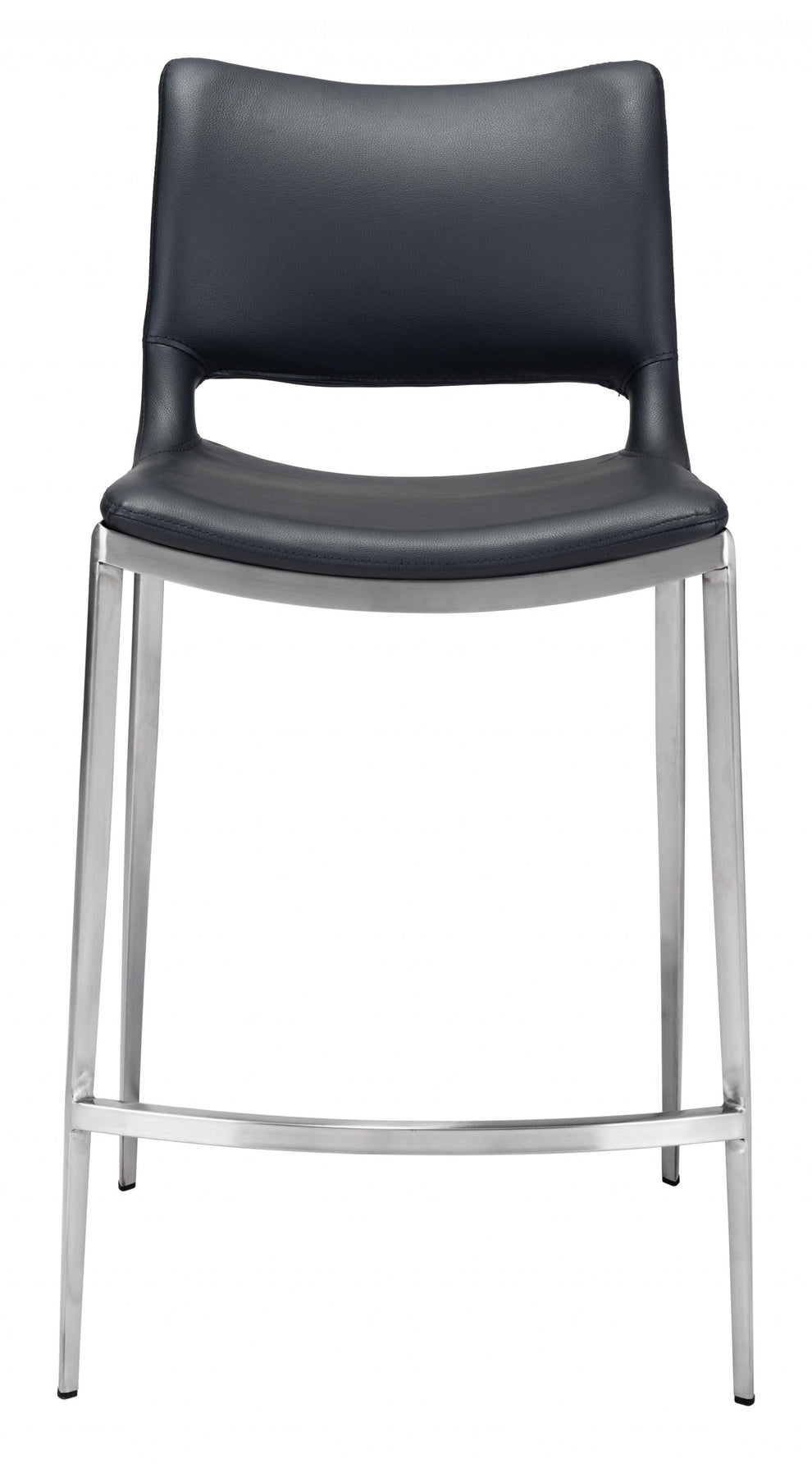 Set Of Two 37" Black And Silver Steel Low Back Counter Height Bar Chairs With Footrest By Homeroots | Bar Stools | Modishstore - 3