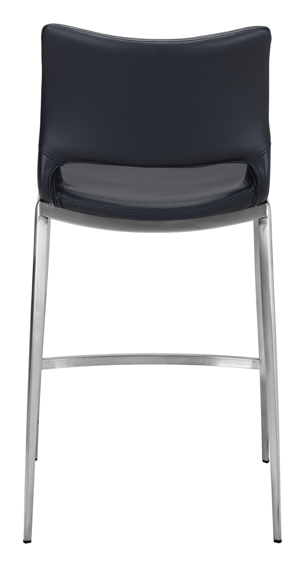 Set Of Two 37" Black And Silver Steel Low Back Counter Height Bar Chairs With Footrest By Homeroots | Bar Stools | Modishstore - 4
