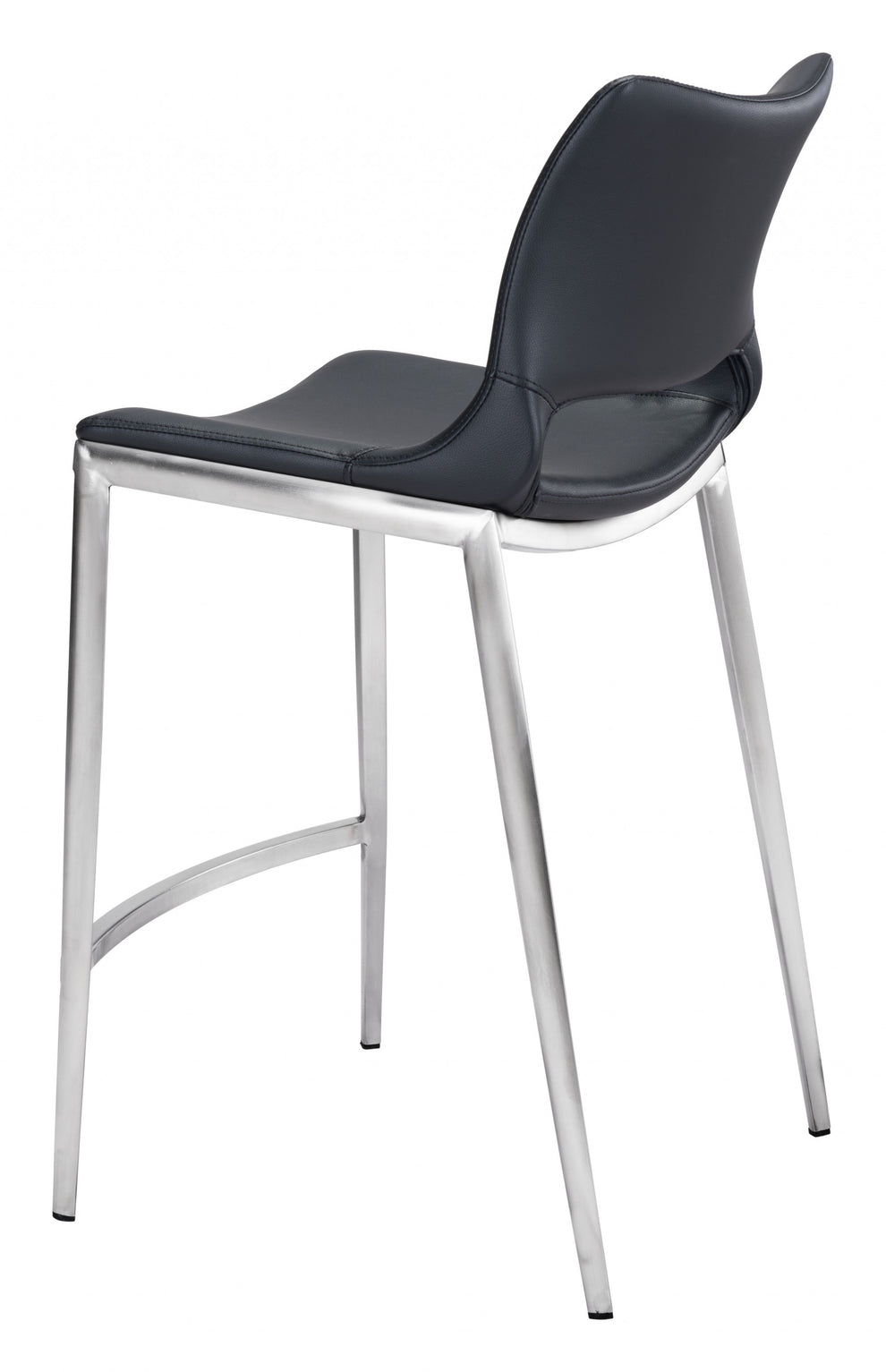 Set Of Two 37" Black And Silver Steel Low Back Counter Height Bar Chairs With Footrest By Homeroots | Bar Stools | Modishstore - 5