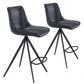 Set Of Two 39" Black Steel Low Back Counter Height Bar Chairs With Footrest By Homeroots