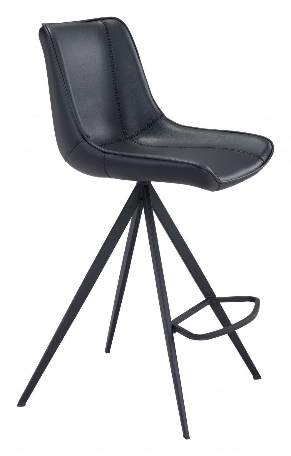 Set Of Two 39" Black Steel Low Back Counter Height Bar Chairs With Footrest By Homeroots | Bar Stools | Modishstore - 2