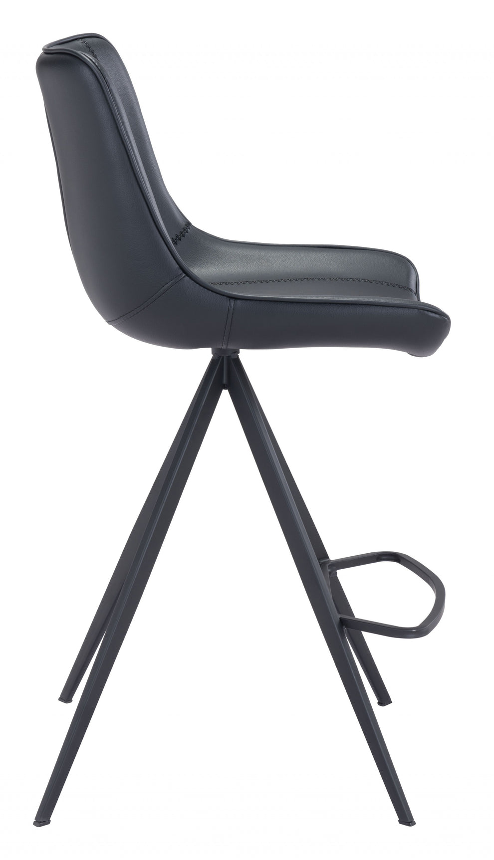 Set Of Two 39" Black Steel Low Back Counter Height Bar Chairs With Footrest By Homeroots | Bar Stools | Modishstore - 3