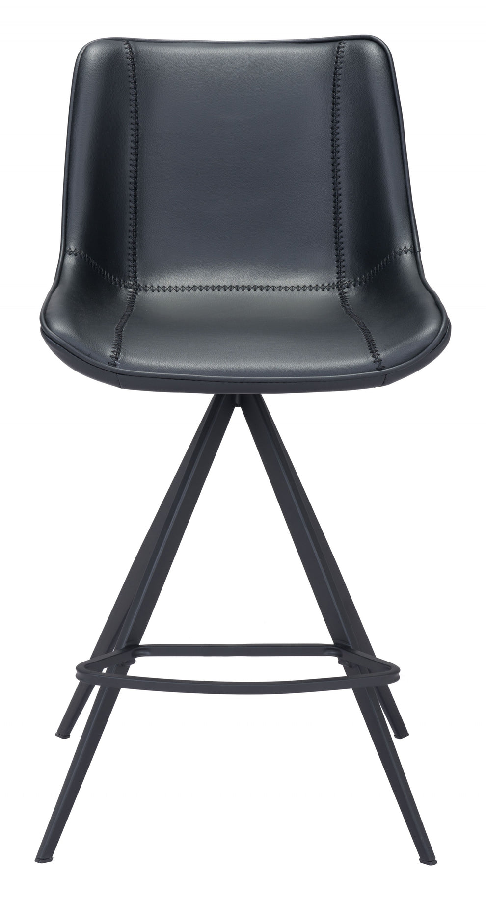 Set Of Two 39" Black Steel Low Back Counter Height Bar Chairs With Footrest By Homeroots | Bar Stools | Modishstore - 4