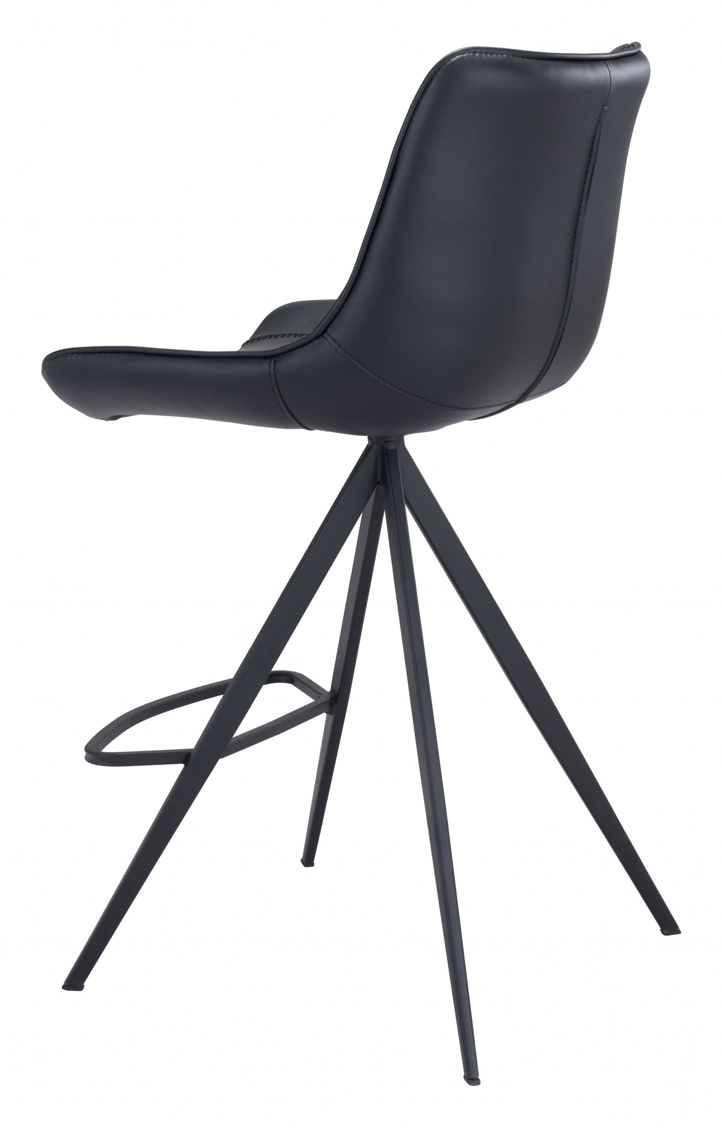 Set Of Two 39" Black Steel Low Back Counter Height Bar Chairs With Footrest By Homeroots | Bar Stools | Modishstore - 6