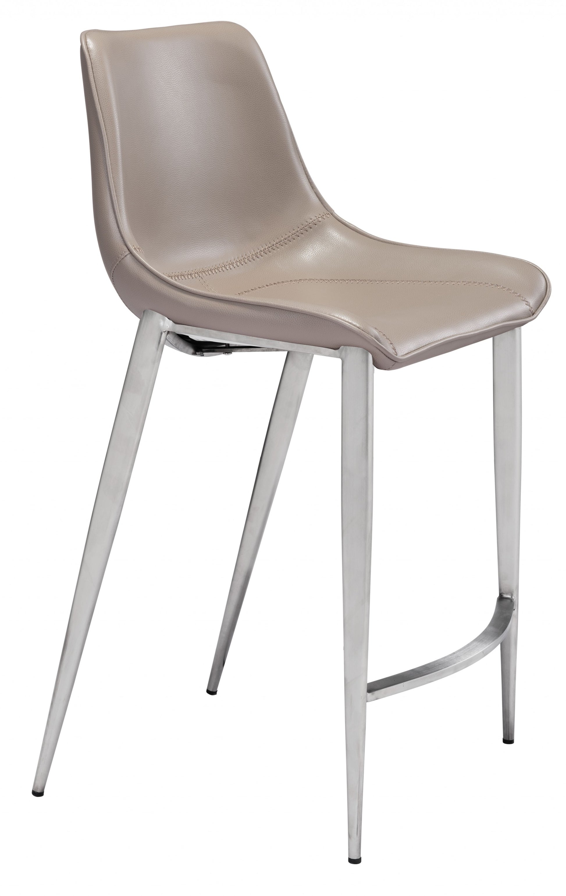 Set Of Two 40" Gray And Silver Steel Low Back Counter Height Bar Chairs With Footrest By Homeroots | Bar Stools | Modishstore