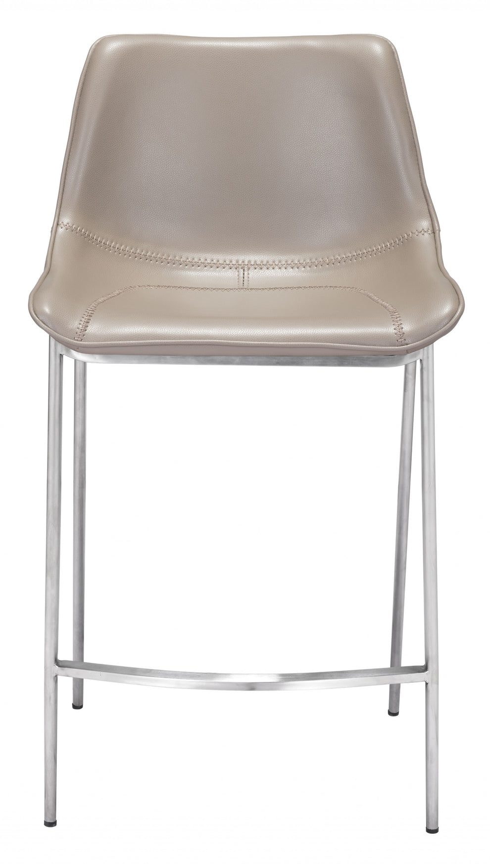 Set Of Two 40" Gray And Silver Steel Low Back Counter Height Bar Chairs With Footrest By Homeroots | Bar Stools | Modishstore - 3